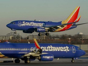 Southwest Airlines plane prepares to land at Midway International Airport, Feb. 12, 2023, in Chicago.