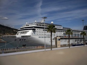 A view of the cruise ship MSC Armony moored in the port of Barcelona, Spain, Wednesday, April 3, 2024.