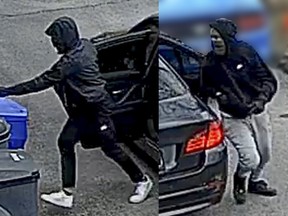 Framegrabs of suspects wanted by York Regional Police in connection with a daylight robbery in Vaughan