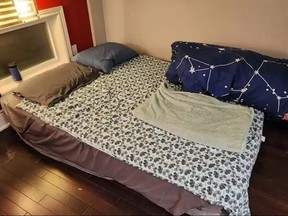 Bed meant to be shared with landlord for rent.