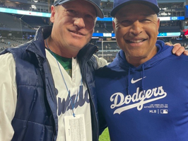 OLD PALS: Toronto coach and baseball facility owner Todd Betts hooks up with old pal, Dodgers manager Dave Roberts on Saturday. TODD BETTS/ INSTAGRAM
