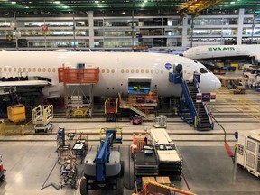 Boeing 787 Dreamliners are built at the aviation company's North Charleston, South Carolina, assembly plant on May 30, 2023.