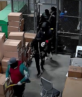 Three men face charges and as many as 11 other people are still sought for a wild break-in at a Richmond Hill business on Monday, April 1, 2024.