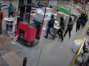 Three men face charges and as many as 11 other people are still sought for a wild break-in at a Richmond Hill business on Monday, April 1, 2024.