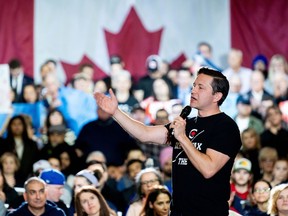 Conservative Party Leader Pierre Poilievre speaks during a rally in Ottawa on Sunday, March 24, 2024.