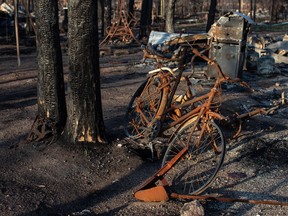 A residential area destroyed by the wildfires is shown in Enterprise, N.W.T., on Wednesday, Oct. 11, 2023. Persistent drought and months of above average temperatures have raised the risk of a repeat of last year's record-breaking wildfires.THE CANADIAN PRESS/Jason Franson