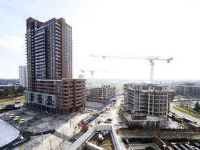 Condo construction is shown in Ajax, Ont., on November 30, 2023.