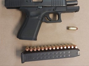 A 33-year-old man faces charges after he was pulled over for suspected drug-impaired driving near Pearson Airport and this loaded handgun was found in the vehicle.