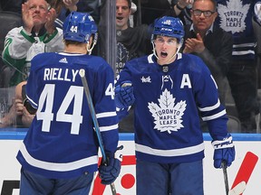 Mitch Marner of the Maple Leafs celebrates a goal