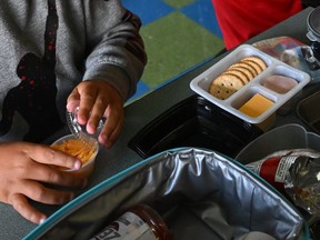 A student eats Lunchables in September at Pembroke Elementary School in North Carolina.