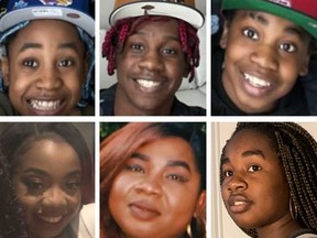 RCMP are looking for six members of the Mani family, who have been missing since mid-March. Clockwise, from top left: Gabriel, 13; Israel, 15; Samuel, 14; Liliane, 24; Winnie, 39; Debra, 18.