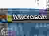 The Microsoft logo is pictured