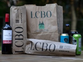 Paper LCBO bags are pictured on Aug. 22, 2023. (Postmedia News)