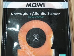 A package of the recalled Mowi brand smoked salmon is pictured in this supplied photo.