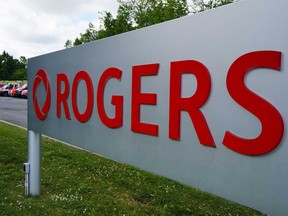 Rogers Communications signage is pictured in Ottawa on Tuesday, July 12, 2022.