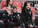 Toronto FC coach John Herdman stands on the touch line during second half MLS action against Charlotte FC in Toronto, Saturday, March 9, 2024. Fresh from a mid-week 5-0 Canadian Championship win over semi-pro Simcoe County, Toronto FC faces a much steeper challenge Saturday when it returns to league play at Orlando City.