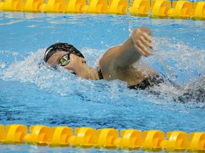 Canadian swimming star Summer McIntosh swam to first place in the women's 100-metre freestyle Thursday at the Canadian Swimming Open. McIntosh competes in the women's 400-meter individual medley at the World Swimming Championships in Fukuoka, Japan, Sunday, July 30, 2023.