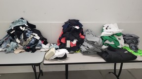 The ongoing Theft Project has led to 172 arrests and the recovery of more than $150,000 in stolen goods, such as the clothing seen here, in recent months.