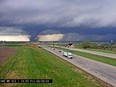 a tornado crossing Interstate Highway 80