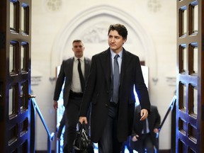 Prime Minister Justin Trudeau arrives to Parliament Hill in Ottawa on Wednesday, March 20, 2024.