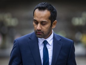 Umar Zameer, who has pleaded not guilty to first-degree murder in the death of Toronto Police Const. Jeffrey Northrup on July 1, 2021 in the parking lot of Toronto's City Hall, is seen leaving the courthouse at 361 University Ave. in Toronto on Tuesday April 2, 2024.