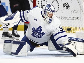 Fans want to see goaltender Ilya Samsonov between the pipes for the Leafs in the event of a playoff series against Boston, according to a new poll. Jeffrey T. Barnes/The Associated Press