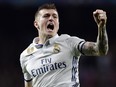 Real Madrid midfielder Toni Kroos celebrates a goal during the UEFA Champions League.