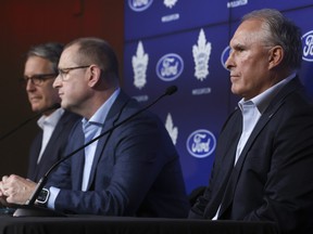 Toronto Maple Leafs announce the hiring of Craig Berube (right) as their new head coach.