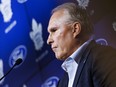 Maple Leafs coach Craig Berube speaks at a news conference.