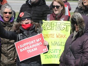 PSAC strikers on Heron Rd. in Ottawa on April 21, 2023.