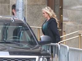 Stormy Daniels leaves Manhattan court after testifying at former U.S. President Donald Trump's trial for allegedly covering up hush money payments linked to extramarital affairs, in New York City, on May 9, 2024.
