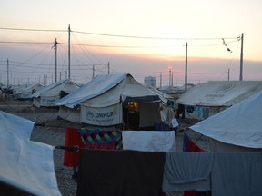 A 2016 photo of a refugee camp in Iraq during fighting to defeat the so-called Islamic State. Aimee Vasconez — an Edmonton woman who travelled to ISIS-occupied Syria — spent years in a similar camp in Syria before being repatriated to Canada in 2023. She entered into a terrorism peace bond in Edmonton May 22, 2024.