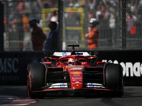 Ferrari’s Charles Leclerc drives on track