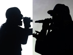 A composite image of two silhouetted profiles