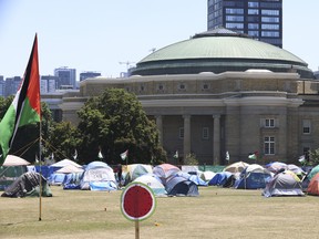 The pro-Palestinian student encampment at the University of Toronto.