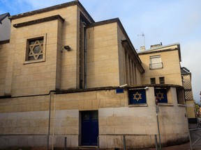 Facade of synagogue in Rouen, France