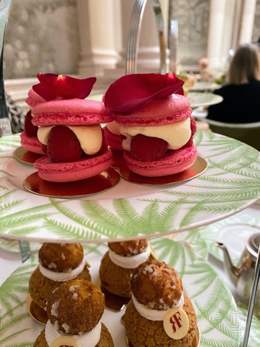 Raspberry delights atop the High Tea tray at The Balmoral's Palm Court.