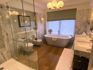 No luxury is spared in the washroom facilities of The Glamis Suite at The Balmoral Hotel.