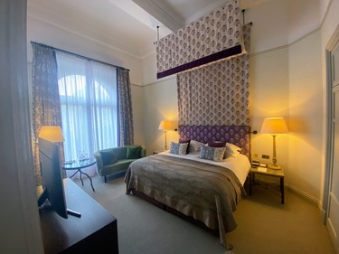 The luxurious bedroom for The Glamis Suite at The Balmoral Hotel.