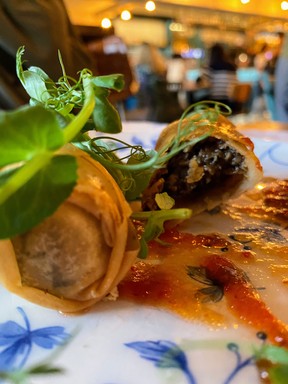Haggis spring rolls at Bertie's Proper Fish and Chips in Edinburgh.