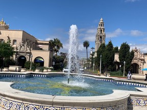 The Plaza De Panama in Balboa Park, with the California Tower in the background. Its chimes can ring out old and new favourites.