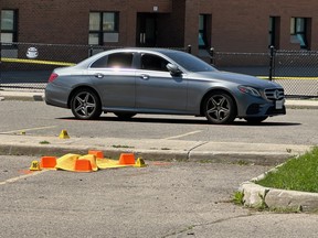 The scene of a double shooting in the parking lot of Settler’s Green public School on Montevideo Rd. in Mississauga.