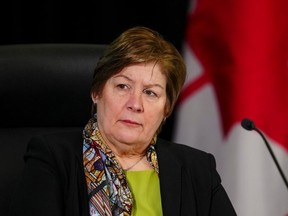 Justice Marie-Josee Hogue listens during the Public Inquiry Into Foreign Interference in Federal Electoral Processes and Democratic Institutions in Ottawa on Tuesday, April 2, 2024.