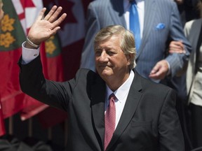 Mike Harris attends the swearing in ceremony for Ontario Premier Doug Ford in Toronto, June 29, 2018.