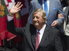 Mike Harris attends the swearing in ceremony for Ontario Premier Doug Ford in Toronto, June 29, 2018.