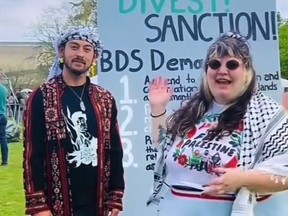 Screenshot of two pro-Palestinian activists.