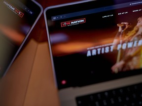 The Live Nation website arranged on a laptop in New York on Wednesday, April 17, 2024.