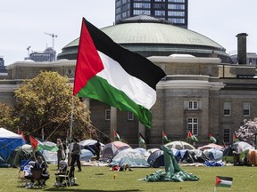 Palestinian flag at the University of Toronto encampment