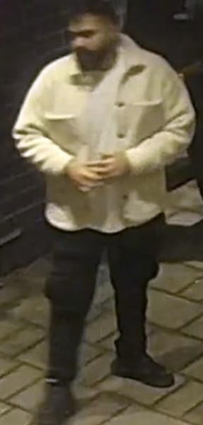 This man is sought as a suspect in an assault that occurred in a laneway near Blue Jays Way and King St. W. on Wednesday, May 1, 2024.