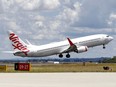 Virgin Airlines plane takes from Melbourne Airport